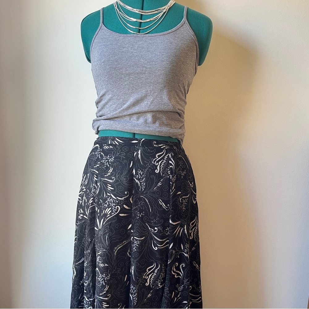 Lee black & white paisley midi skirt